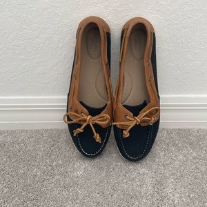 Sperry Top Sider Black/Tan Boat Shoe Size 9.5